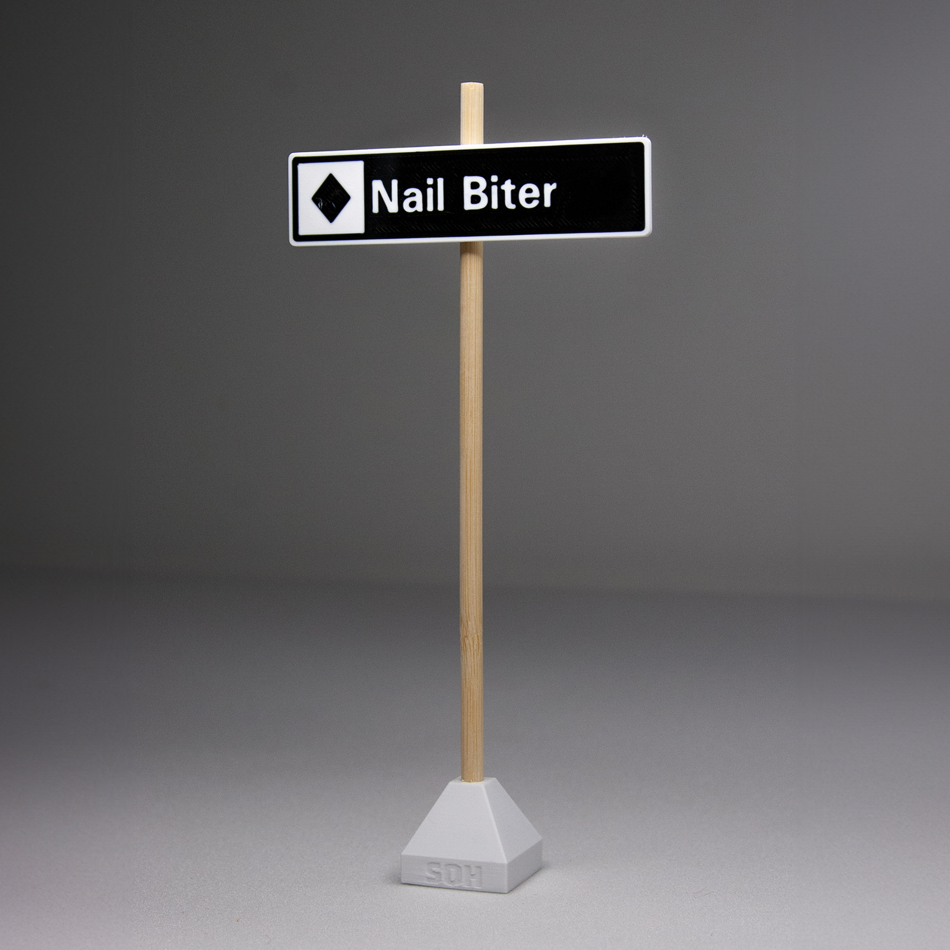 slideofhand miniature ski area signs magnet black diamond nail biter text on a post