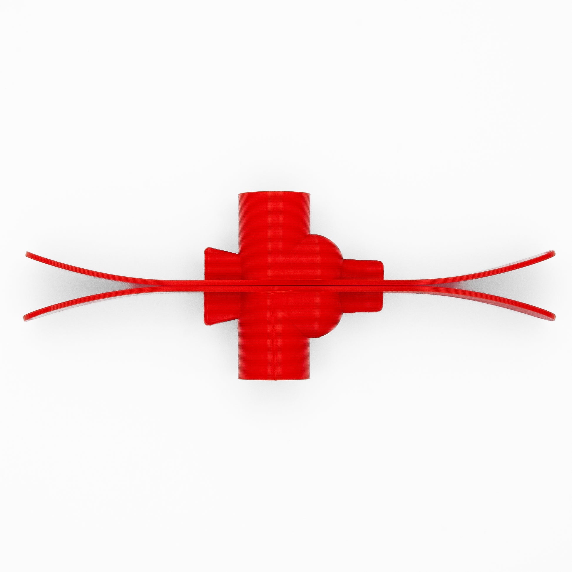 SlideofHand Finger Skis Red side profile showing bend in ski with white background