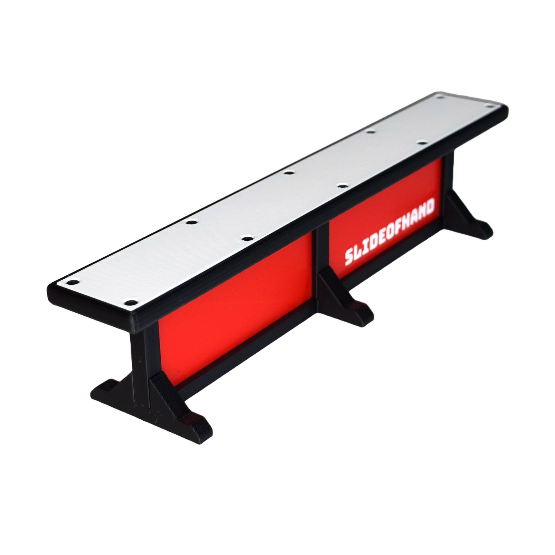 Slideofhand finger ski and snowboard terrrain park box rail accessory red