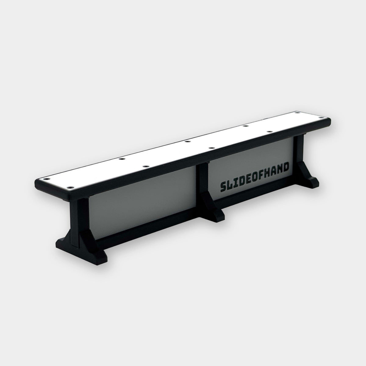 SlideofHand Finger Ski and Snowboard Box rail gray with white background