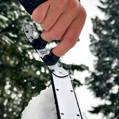 SlideofHand Finger snowboard doodle  Graphic top down hitting a box rail up in the air with trees in the background