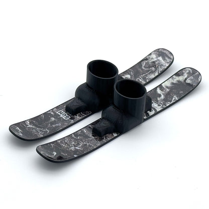 SlideofHand Finger Skis black with black and white pollen puddle graphic on a white background