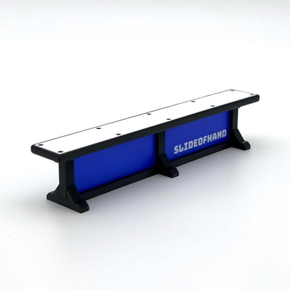 SlideofHand Finger Ski and Snowboard Box rail blue with white background