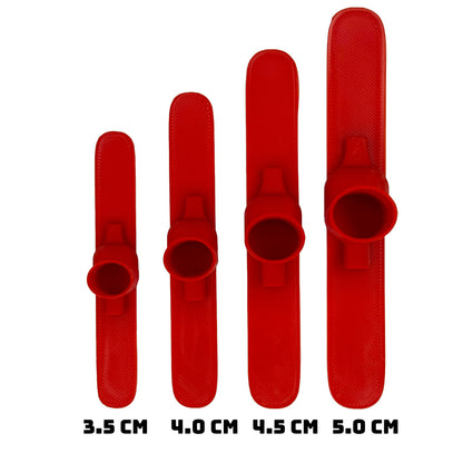 SlideofHand Finger Skis Red top down view showing the size comparison between 4 sizes